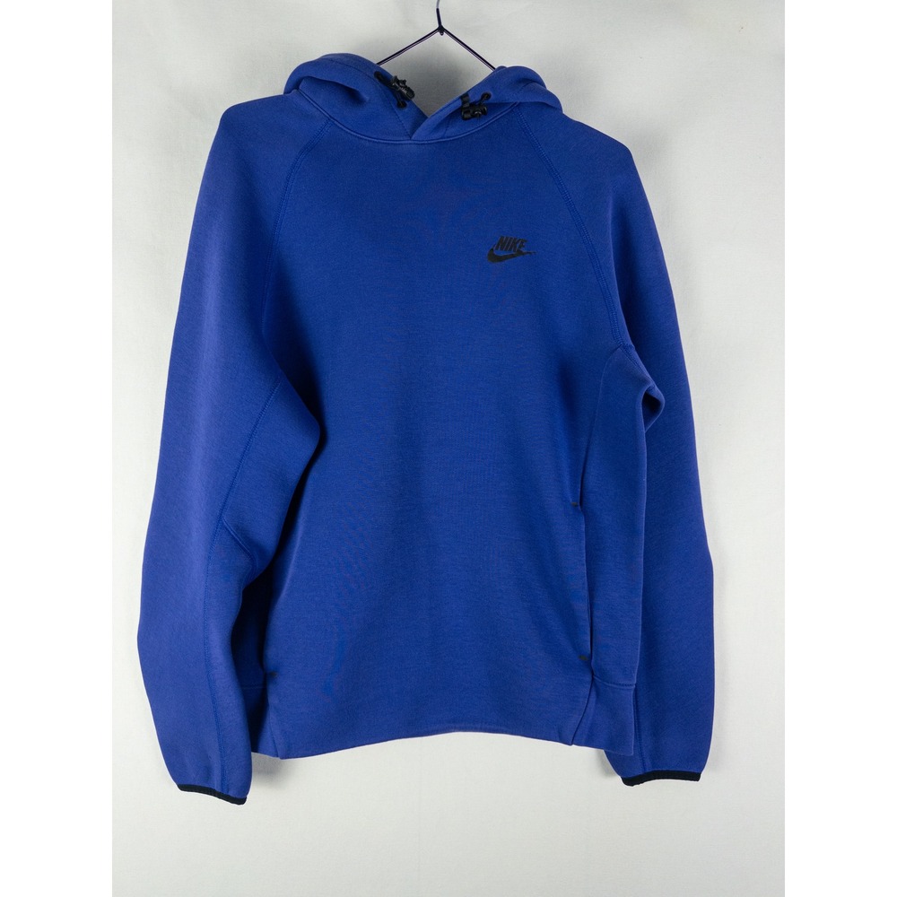 Nike Tech Fleece Pullover Hoodie Mens M Royal Blue Swoosh Logo Streetwear Athlei